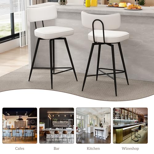 Image of GXJ Bar Stools Set of 3, Kitchen Counter stools with Backs and Metal Legs