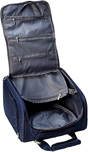 AmazonBasics Underseat Carry-On Rolling Travel Luggage Bag, 14 Inches, Navy Blue Quilted
