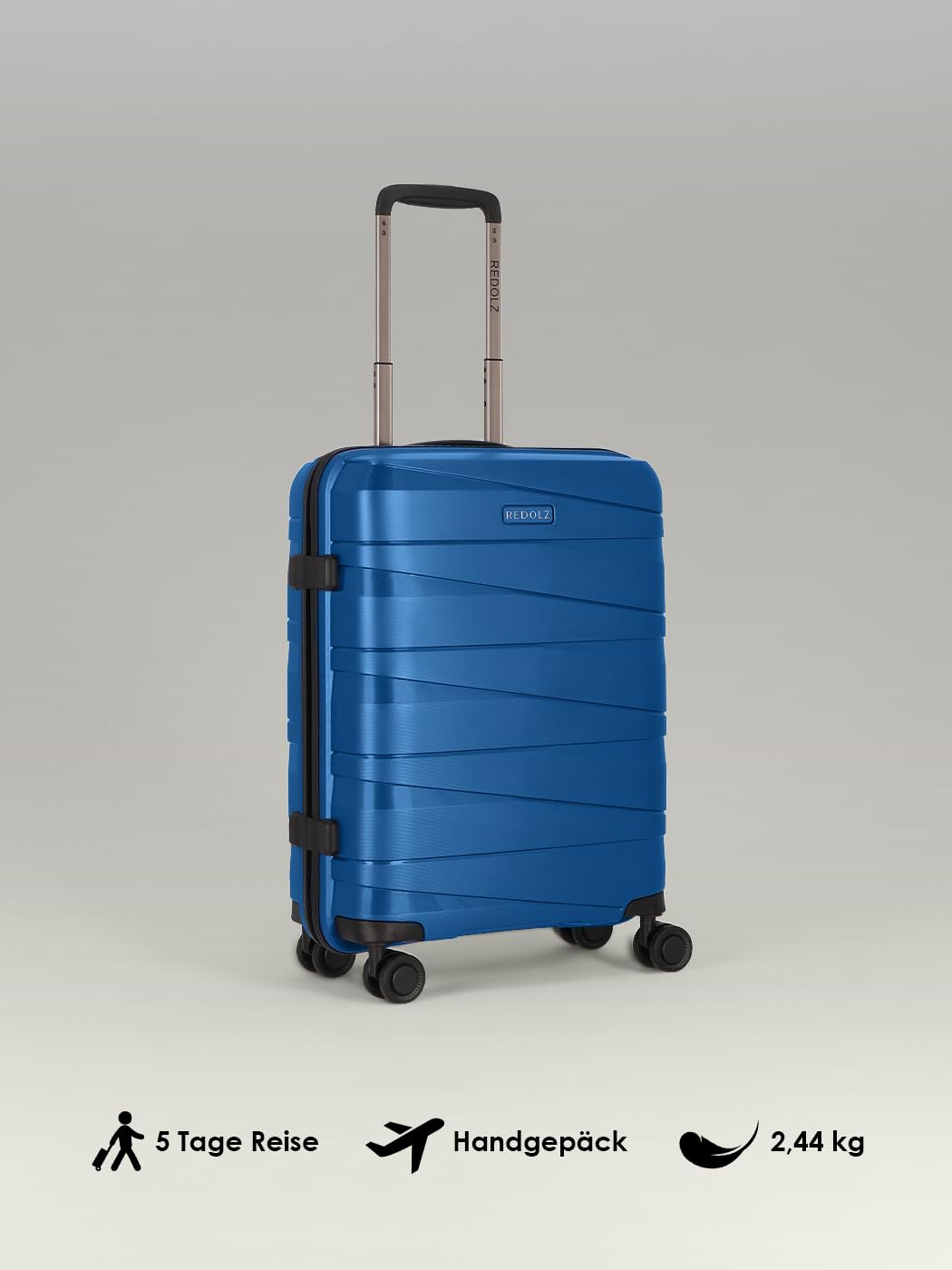 REDOLZ Essentials 10 artykułów podstawowych, niebieski metalik, Koffer S (55 cm), Walizka