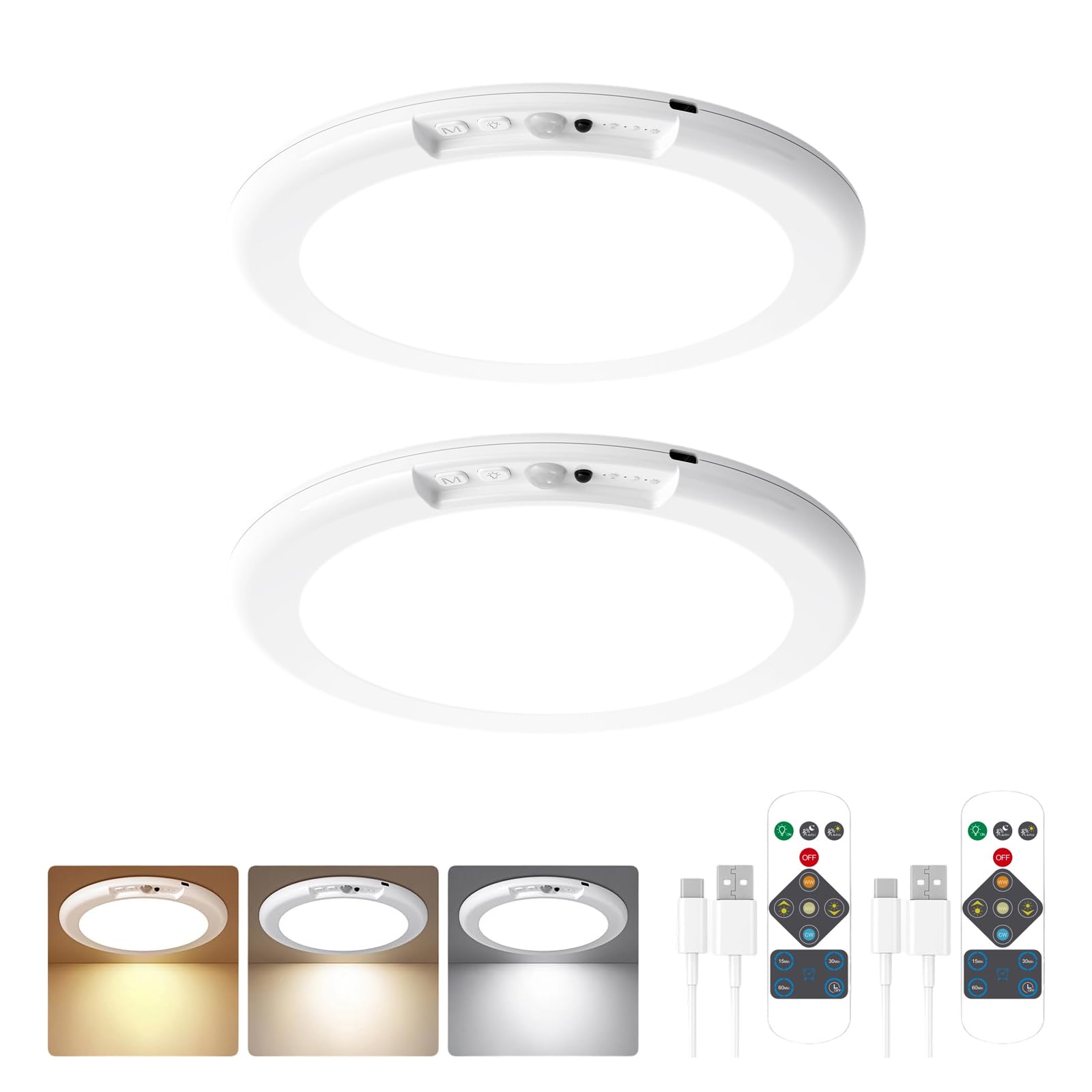 Hsioluted E Portabl Ceiling Lamp With Motion Activated Sensors Battery Operated Ceiling Light For Closet Shed Battery Operated Led Lamp Timer Function Portabl Fixtur Human Body Detection