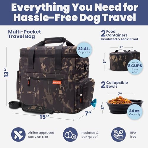 Image of Rubyloo Original Doggy Bag Dog Travel Bag for Supplies with Travel Bowls