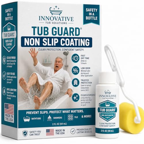 Tub Guard Anti Slip - Clear Bathtub & Shower Grip Textured Non Slip Coating for Slippery Tubs or Shower Floors 2 oz.