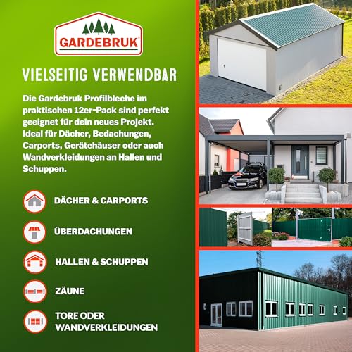 Wellblechplatten Gardebruk DEUBA Trapezblech 129 x 46 cm im 12er Set