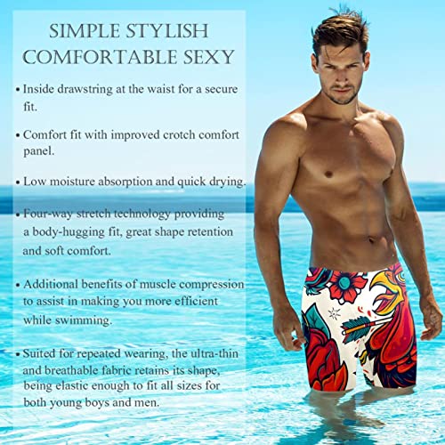 Traje de baño de competición para hombres y niños con patrón de gallo chino 3
