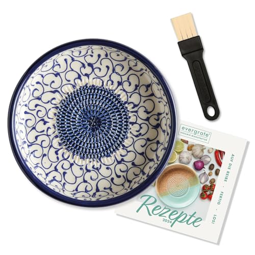 evergrate Keramikreibe Dipschale im Motiv Celia mit Küchenpinsel...