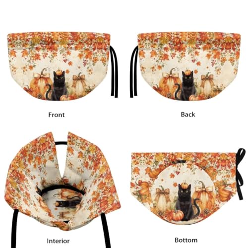 Image of Fall Bow Tea Cozy Cover Insulated Dust Cover for Teapot Black Cat Tea Pot Covers for Keeping Warm Kettle Protector Covers Washable Portable Party Decoration