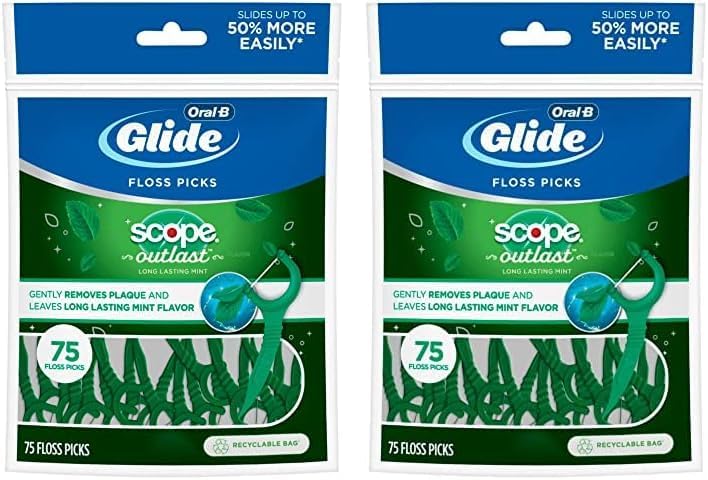 Oral-BComplete Glide Floss Picks, Scope Outlast, 75-ct (Pack of 2)