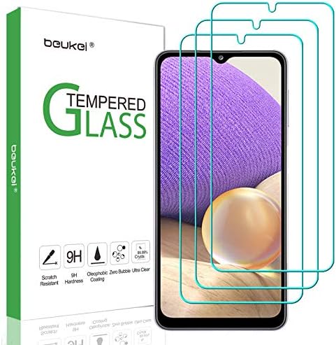 beukei (3 Pack) Compatible for Samsung Galaxy A32 5G Screen Protector Tempered Glass (Not Fit for Galaxy A32 4G), Touch Sensitive,Case Friendly, 9H Hardness