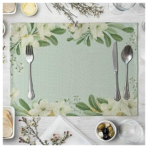 Ayoiow Bordstablett 8 personer, bordstablett avtorkbar modern 32 x 42 cm vitt blommönsterutrymme för hem restaurang matbord