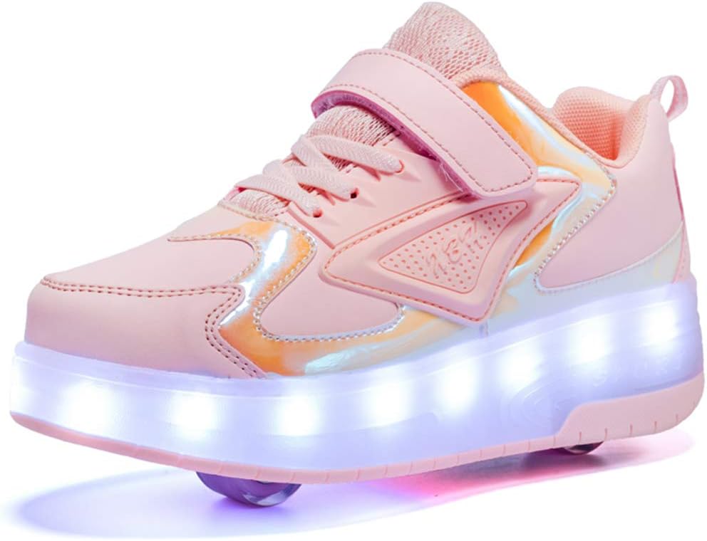 YllluKids LED Roller Skate Shoes with Single Wheel Light up Roller Shoes Gift for Girls Boys Children