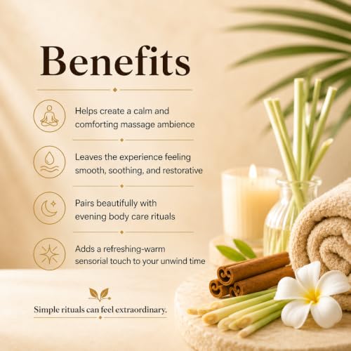 Image of AROMATICO Lemongrass Cinnamon Warm Massage Oil - Ideal for Hot Oil Massage | Body Massage Oil with Almond & Jojoba for Full Body Relaxation | 300ml
