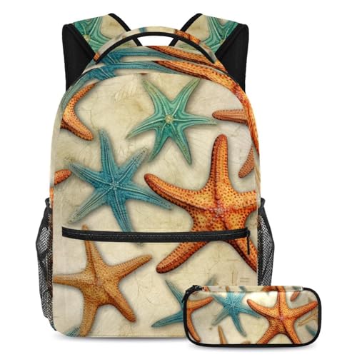 Sac d'école Sea Starfish 75 grand volume motif étoile de mer et trousse