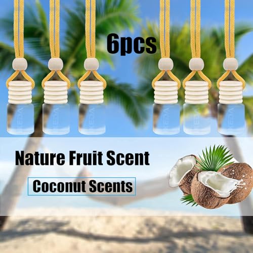 Image of ikeda fragrance Automotive Air Freshener 4ml Car Scents | 45-Days Keep Fragrance | Auto Hanging Diffuser Bottles | Remove Odor Long Lasting Fresh Air for Women Deodorizer (6pcs Coconut)