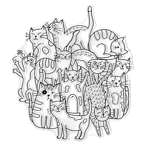 Cat Family Clear Stamps for Card Making Decoration DIY Scrapbooking, Cute Animals Group Transparent Rubber Seal Stamps for Photo Card Album Crafting Supplies. Cover