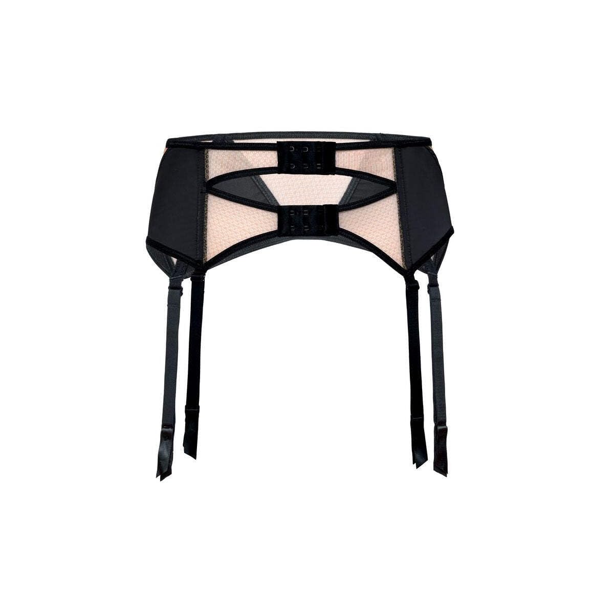 Roza Mehendi Nude and Black Floral Suspender Belt
