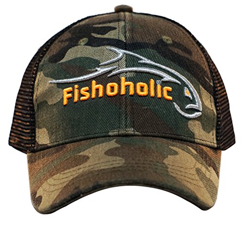 Fishoholic Snapback Baseball Fishing Hat. Embroidered Logo. Mesh Back W' Snap Closure. Fishing Gift. Fishaholic Uspto(R) Tm #TOP1