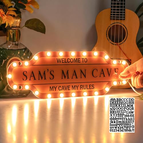 Custom Man Cave Marquee Sign wtih Stickers, Personalized Light up