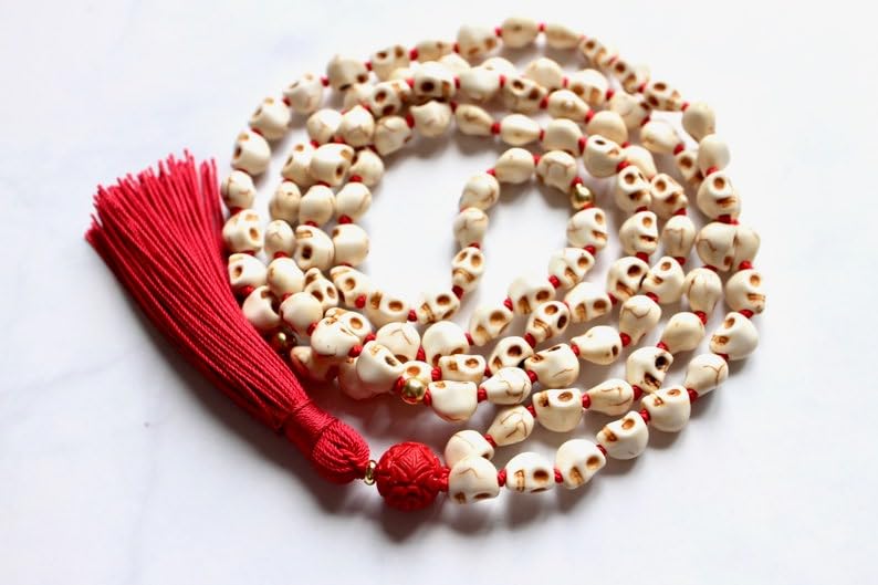 Naturalne koraliki modlitewne czaszki, 6 mm, 108 koralików mala, duchowe, koraliki medytacyjne, Reiki, Japa Mala, buddyjskie koraliki modlitewne, bransoletka do jogi, koraliki lecznicze