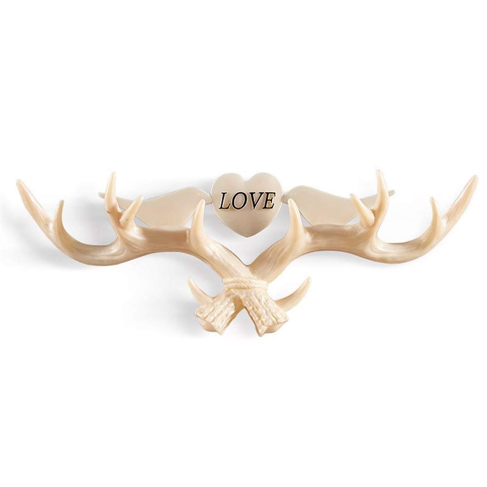 Wall Mounted Coat Rack Hook-Free Punching European Antlers Porch Shelf Decorative Wall Hooks Wall Fitting Room Hook Clothes Coat Hanger Rack Key Holder Jewellery Display Rack for Living Room Kitchen B