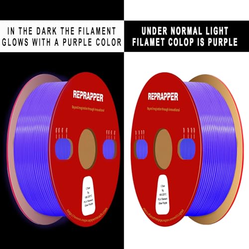 Image of RepRapper Glow in the Dark Purple PLA Filament 1.75mm (+- 0.03mm) 2.2lb (1kg) for 3D Printer, Phosphorescent Glow PLA Purple Color