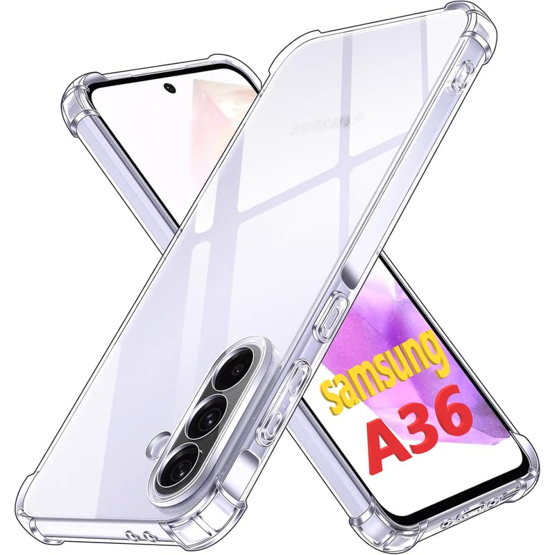 Image of Lustree Back Cover Transparent Case Compatible with Samsung Galaxy A36 | Clear + TPU Case with 4 Corner Air Cushion Protection & Camera Protection | Slim& Stylus Cover
