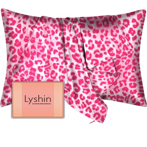 Mulberry Silk Pillow Cases King Size with Hidden Zipper, Ultra Smooth and Soft Breathable Cooling Silk Satin Pillowcase for Hair and Skin, Gifts for Women Men (Leopard Pink, 20x36 Inches, 1 Pack)