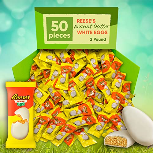 Reeseschocolate White Creme Peanut Butter Eggs, Easter Candy Eggs, Individually Wrapped (50 Count) #TOP1