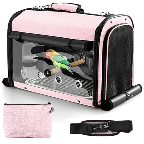 Sanmoncare Bird Carrier Bag Cockatiel Travel Cage with Stand, Lig...