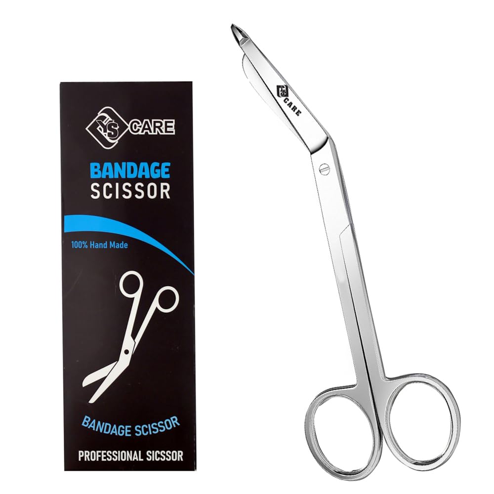 Yscare Silver Bandage Scissors Stainless Steel First Aid Utility First Aid Lister Bandage Scissors Dressing Student Nurse Paramedic (, 6.5")