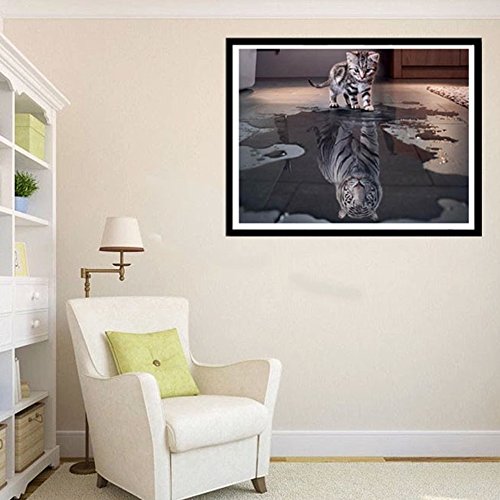 Kit de pintura de diamante 5D DIY Decdeal com estampa de gato, mosaico bordado de resina, strass, mo