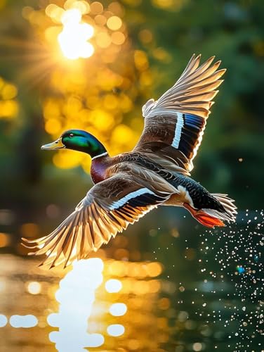 Animal Peinture Numero Adulte-Le Canard Sauvage Peinture par Numéro Adultes débutants, avec Peinture Pinceaux et Acryliques Bricolage Peintures Kits d'Art,...