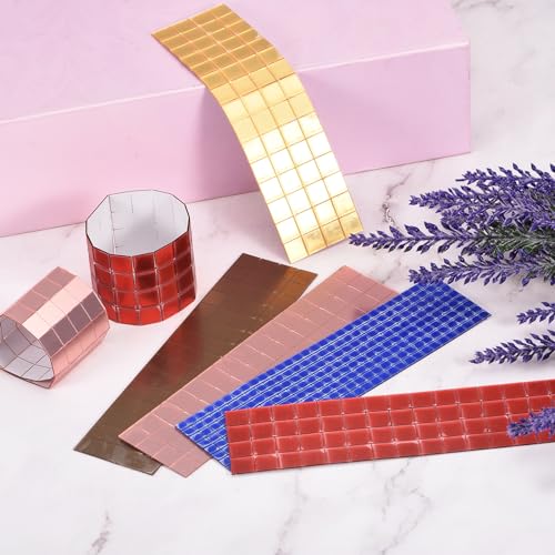 QUARKZMAN 10 Stück selbstklebende Disco-Fliesen-Aufkleber, 5 x 5 mm, Mini-Mosaik-Spiegelfliesen, quadratische Glasfliesen für DIY-Disco-Kugel-Basteldekorationen, Blau