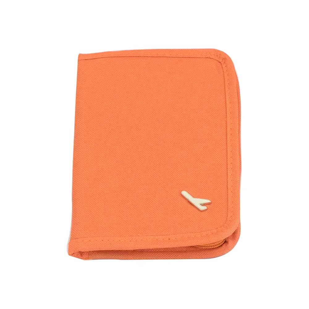 RubikPassport Wallet, Multi Pockets Travel Documents Holder Zipper Case Bag for Tickets Boarding Card Credit ID Card Case Organizer (Orange)