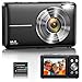 Digital Camera 1080P 44MP Vlogging Camera for Kids Teens, FHD Compact Portable Photo Camera with 2.4" Screen 16X Zoom, Anti-shake Mini Camera for Beginners Students Boys Girls-Black (No SD Card)