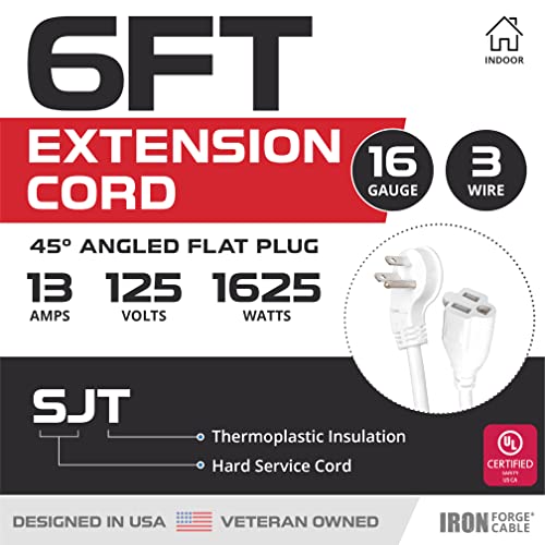 IRON FORGE CABLE Right Angle Flat Plug Extension Cord #TOP23