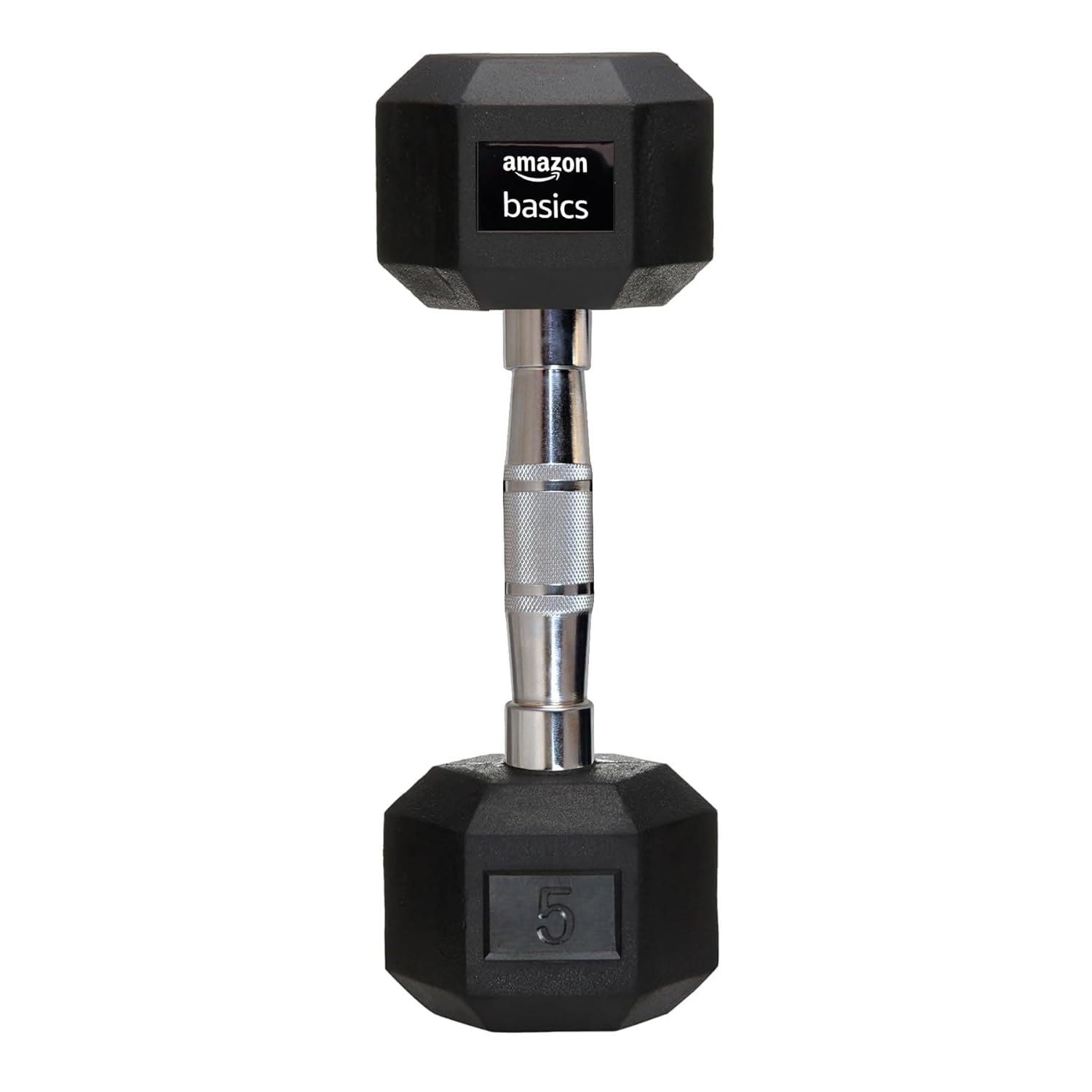 amazon basics Rubber Encased Hex Dumbbell Weight Set Of 1, 5 Kg,Black