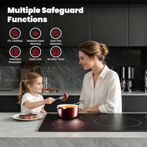 Image of GASLAND 36 Inch Induction Cooktop, 5 Burner with Bridge Element, 220V