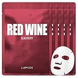 LAPCOS Red Wine Sheet Mask, Daily Face Mask to Restore and Soften Skin, Korean Beauty Favorite, 5-Pack