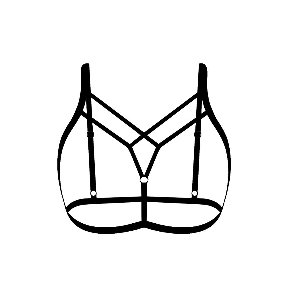 Sexy Strappy Harness Bras Adjustable Halter Belt Crop Top Bralet Cupless Cage Bra Plus Size Breast Harness for Ladies Festival Club Party Wear Black for Valentine's Day New Year Gift