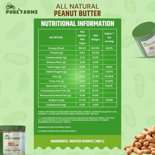 Image of PURE FARMS Peanut Butter Duo, 325g Each | Dark Chocolate Peanut Butter & All-Natural Crunchy Peanut Butter | High Protein, Sugar-Free Keto Snack