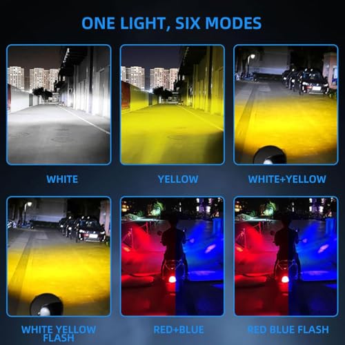 Image of Night-Drive 3 EYE LED Lens Fog Flashing Light | White & Amber Auxiliary Projector Spot Lights for Motorcycles, Cars, Scooty & Electric Vehicles (45W, 2-Pack)