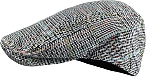 Image of Wonderful Fashion Men's Classic Herringbone Tweed Wool Blend Newsboy Ivy Hat (Large /X-Large, Charcoal)