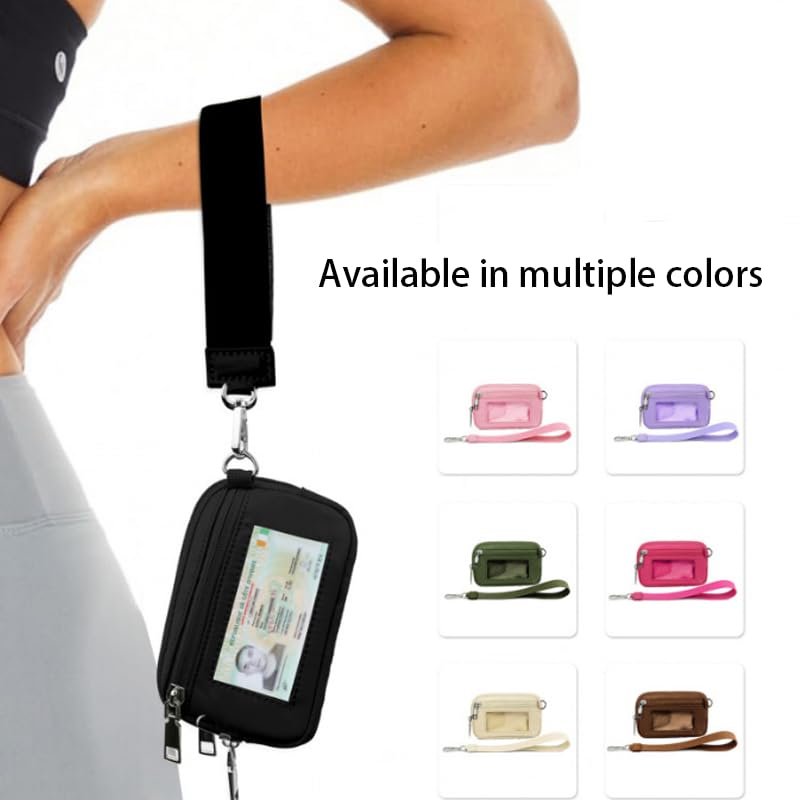 Commonlyto Wallet, The Iris' Wallet 2nd Gen, Waterproof Wristlet, with 3 Zipper Pockets & A Clear Space Pockets, Second Generation, unisex (Pink)2