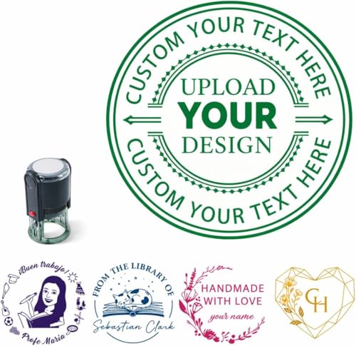 Tampon Personnalisé Logo ou Texte,Cachet Entreprise Personnalisable,Tampon Encreur Entreprise, Cachet Entreprise,Tampon Signature,mit Eigenem Logo und Text, Ex Libris - 4 Tailles, 9 Couleurs D'encre