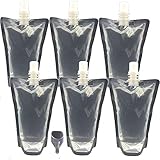 Capuchon inviolable. Lot de 6 sachets en plastique rechargeables de 100 ml pour le stockage des liquides et des poudres.