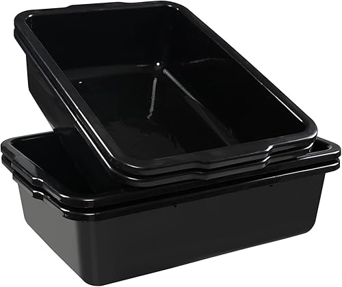 Miniatura 7 de Gainhope - Paquete de 4 cajas grandes de autobús comercial de 32 L, tinas de plástico, color negro