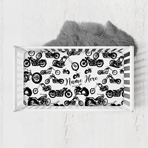 Munific Personalized Fitted Crib Bedding with Name, Custom Dirt Bike Crib Mattress for Baby Boys, Pack and Play Sheets, Mini Crib Sheet
