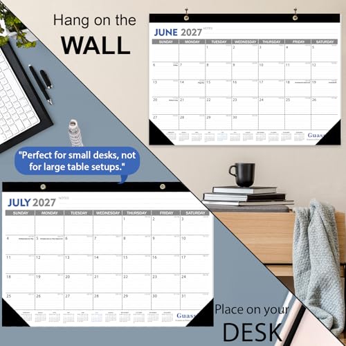 Image of GuassLee Desk Calendar 2026-2027 - 19 Monthly Desktop Calendar 17 inch x 11.5 inch Medium Size Runs from Jun. 2026-Dec. 2027 with Julian Dates for Students Family Office Easy Planning