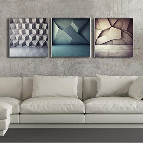Peinture murale nordique sur toile premium art abstrait géométrique salon 3 pièces 50cm