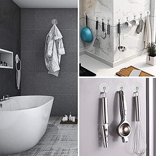 ASTER Hooks, 12 Packs Heavy Duty Wall Hooks for Hanging Removable Waterproof Bathroom Hooks Wall Hanging Suction Cups Sucker Hooks Transparent Hooks for Kitchen Glass Door (1.8Inch)